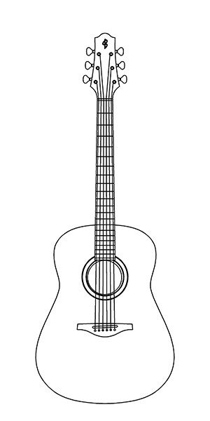 Line drawing of MD guitar by Oska Burman